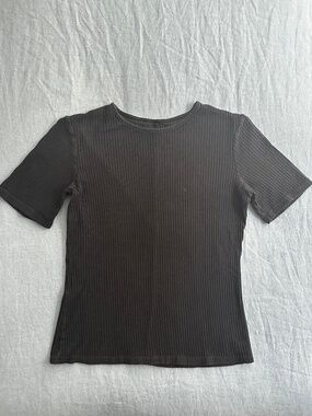 THE ROW Black Ribbed T-Shirt / US Size XS-S